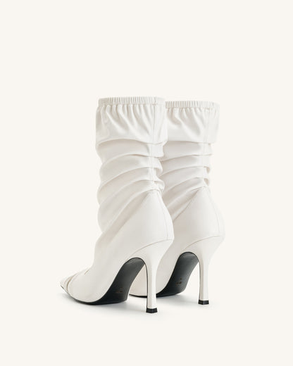 Joanne Paneled Detailing leather Ankle Boots - White | JW PEI