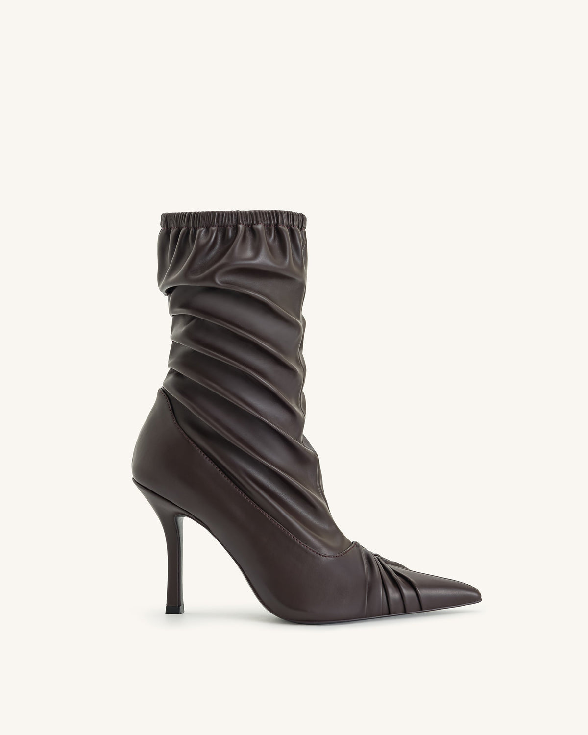 Joanne Paneled Detailing leather Ankle Boots- Burgundy | JW PEI