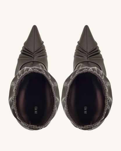 Joanne Paneled Detailing leather Ankle Boots- Burgundy | JW PEI