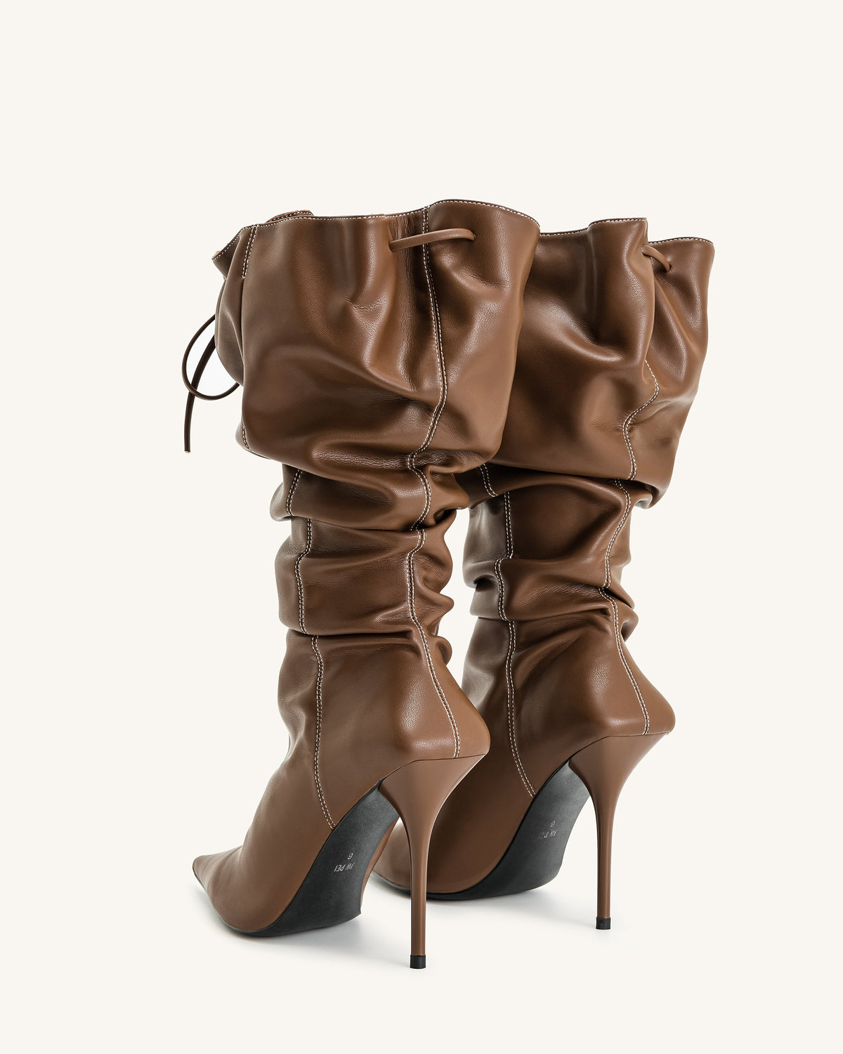 Olivia Leather High Heel Boots - Brown | JW PEI