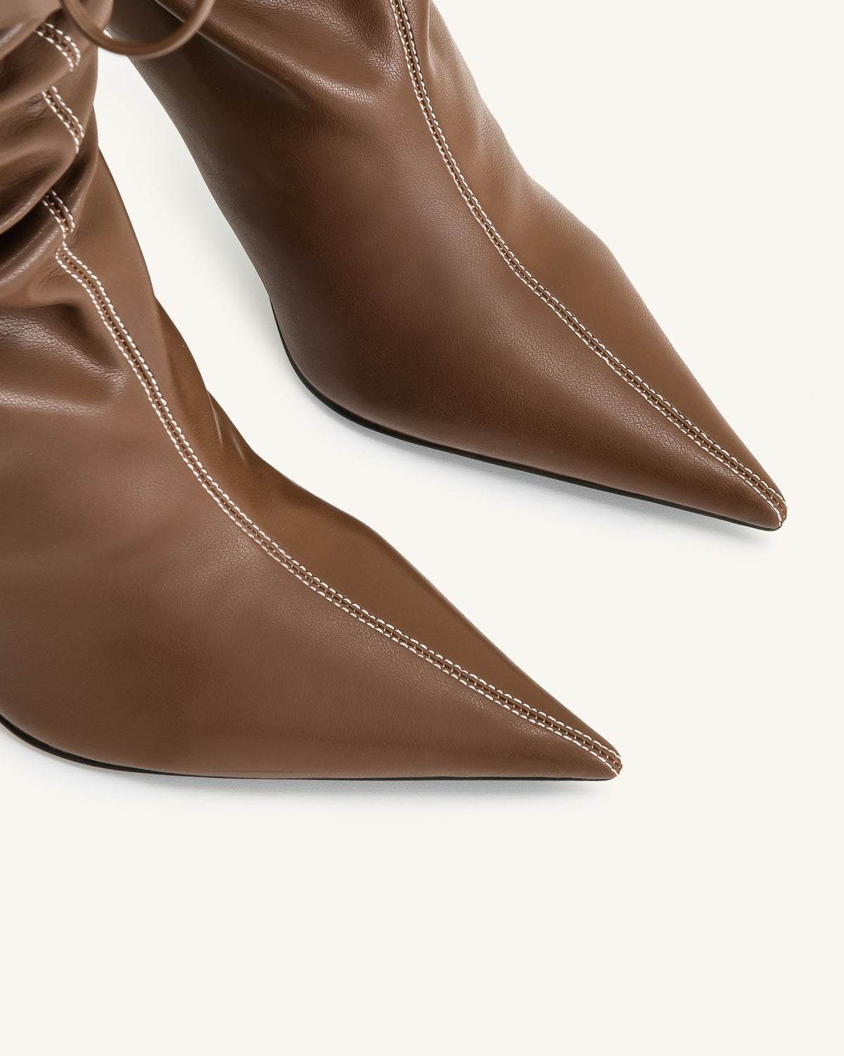 Olivia Leather High Heel Boots - Brown | JW PEI