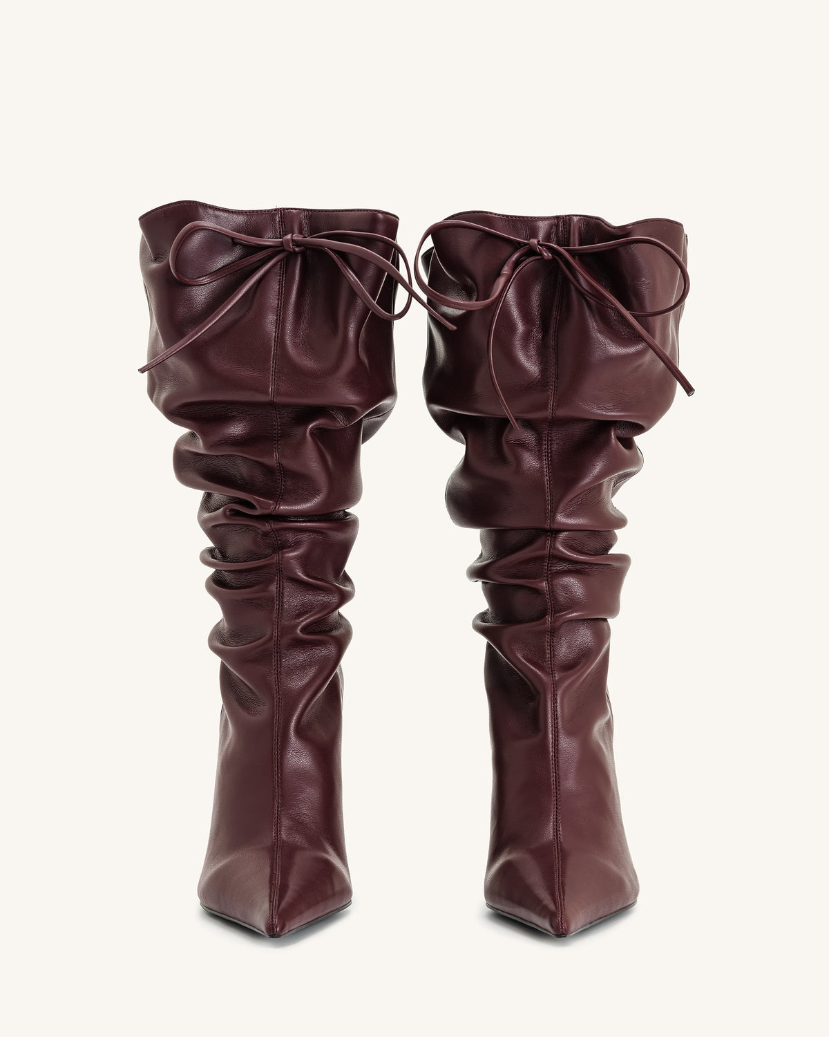Olivia Leather High Heel Boots - Burgundy | JW PEI