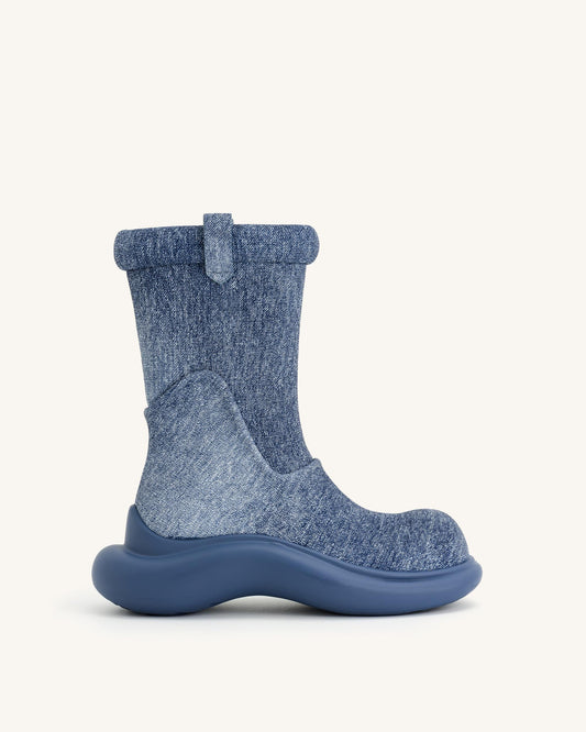 Zoie Denim Embossed Rain Boot - Blue | JW PEI