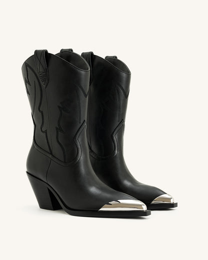 Riya Cowboy Boot - Black | JW PEI