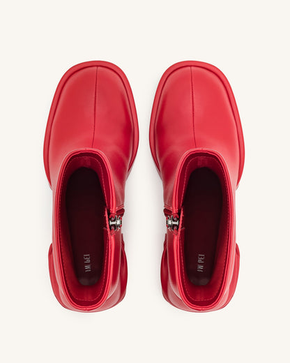 Saylor Round Toe Platform Ankle Boots - Red | JW PEI