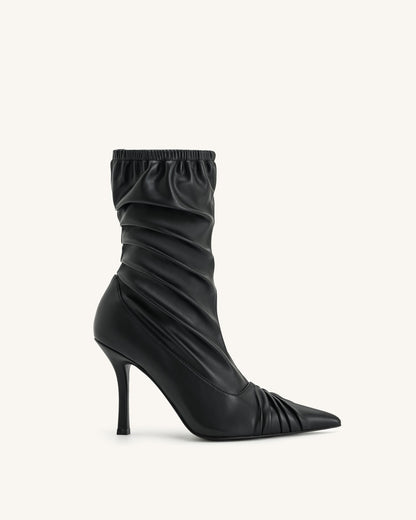 Joanne Paneled Detailing leather Ankle Boots - Black | JW PEI