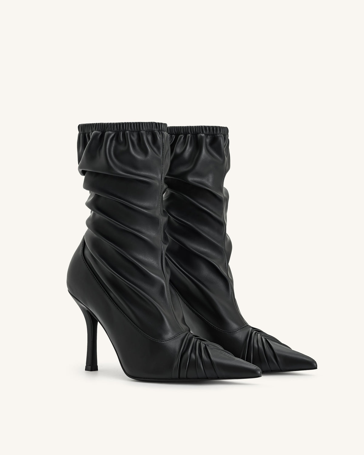 Joanne Paneled Detailing leather Ankle Boots - Black | JW PEI