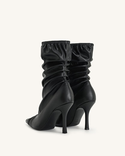 Joanne Paneled Detailing leather Ankle Boots - Black | JW PEI
