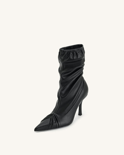 Joanne Paneled Detailing leather Ankle Boots - Black | JW PEI