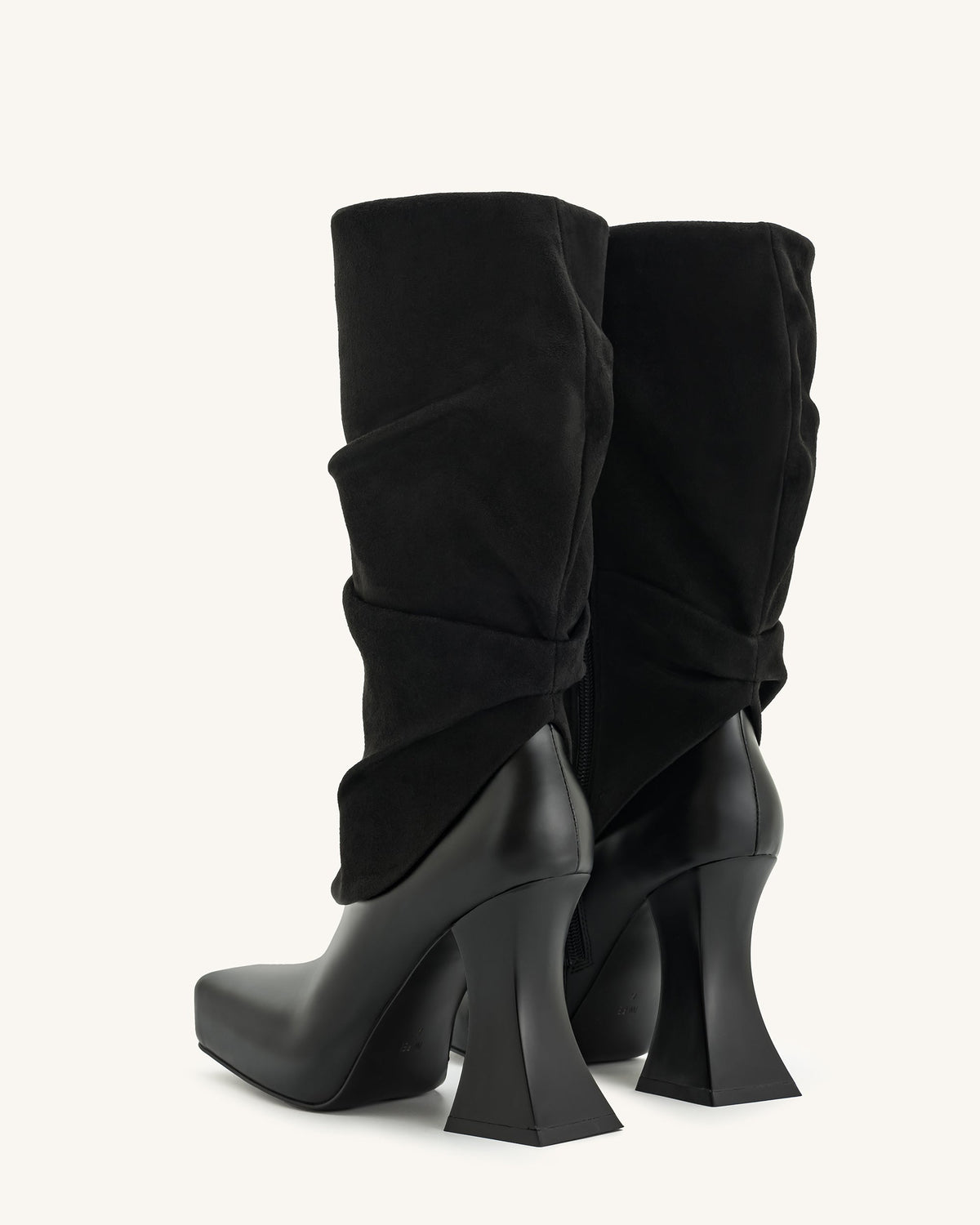Reyna Square Toe Platform Knit Boots - Black | JW PEI