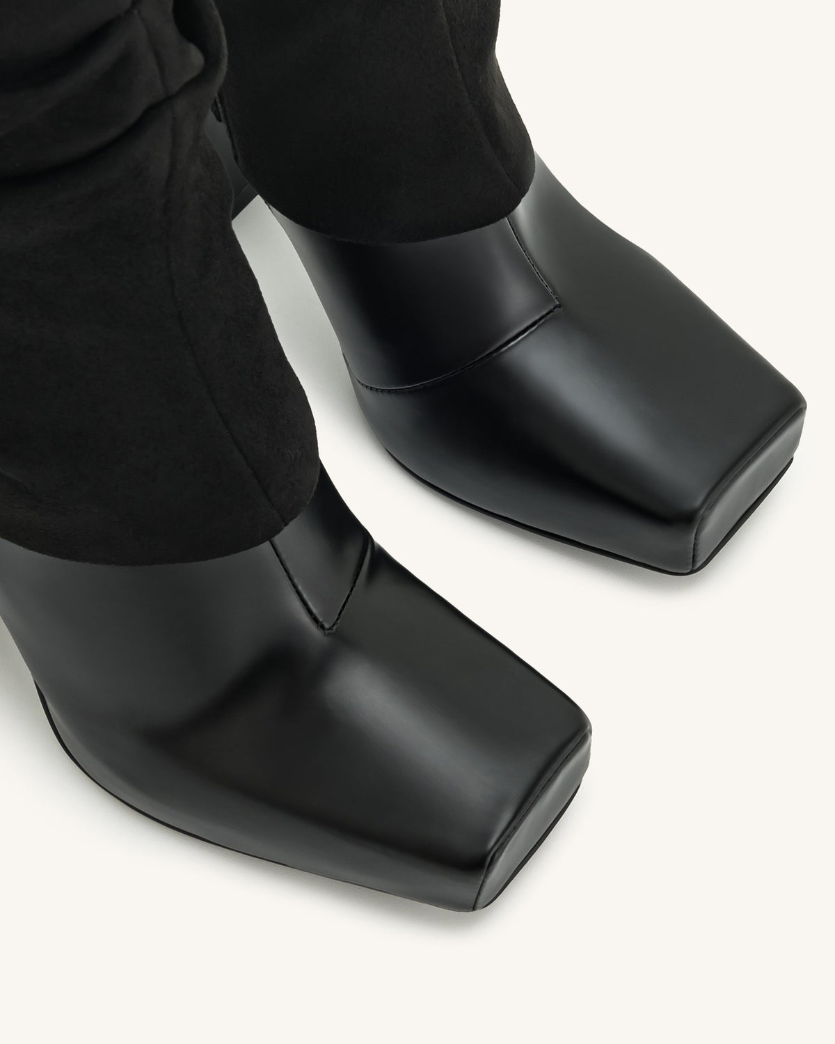 Reyna Square Toe Platform Knit Boots - Black | JW PEI
