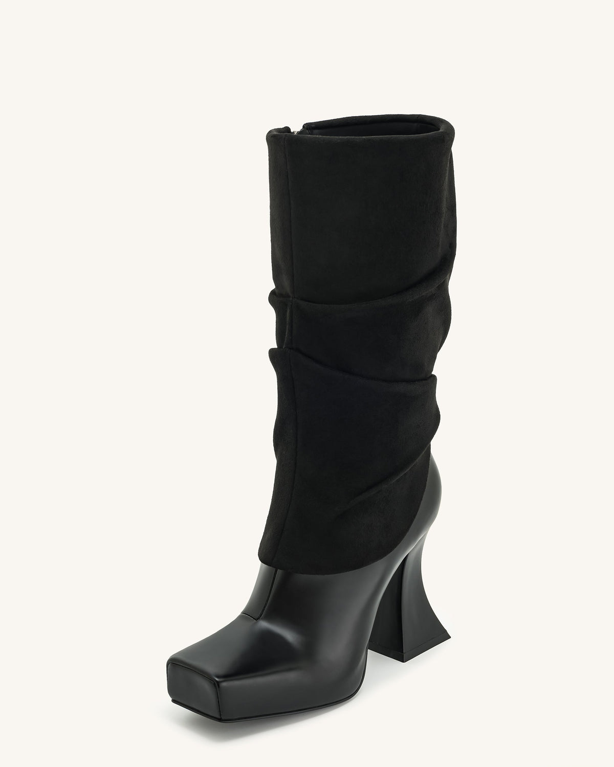 Reyna Square Toe Platform Knit Boots - Black | JW PEI