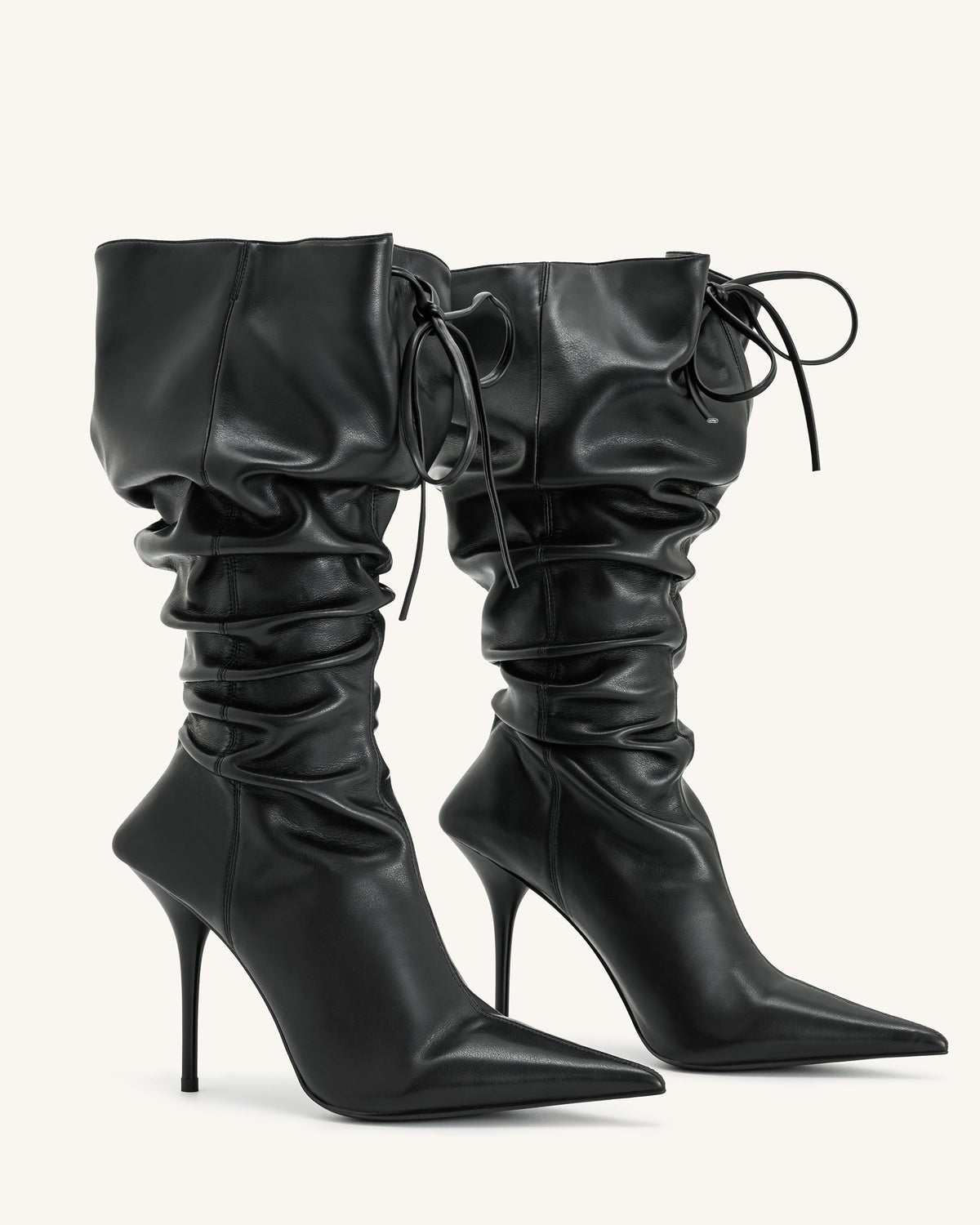 Olivia Leather High Heel Boots - Black | JW PEI