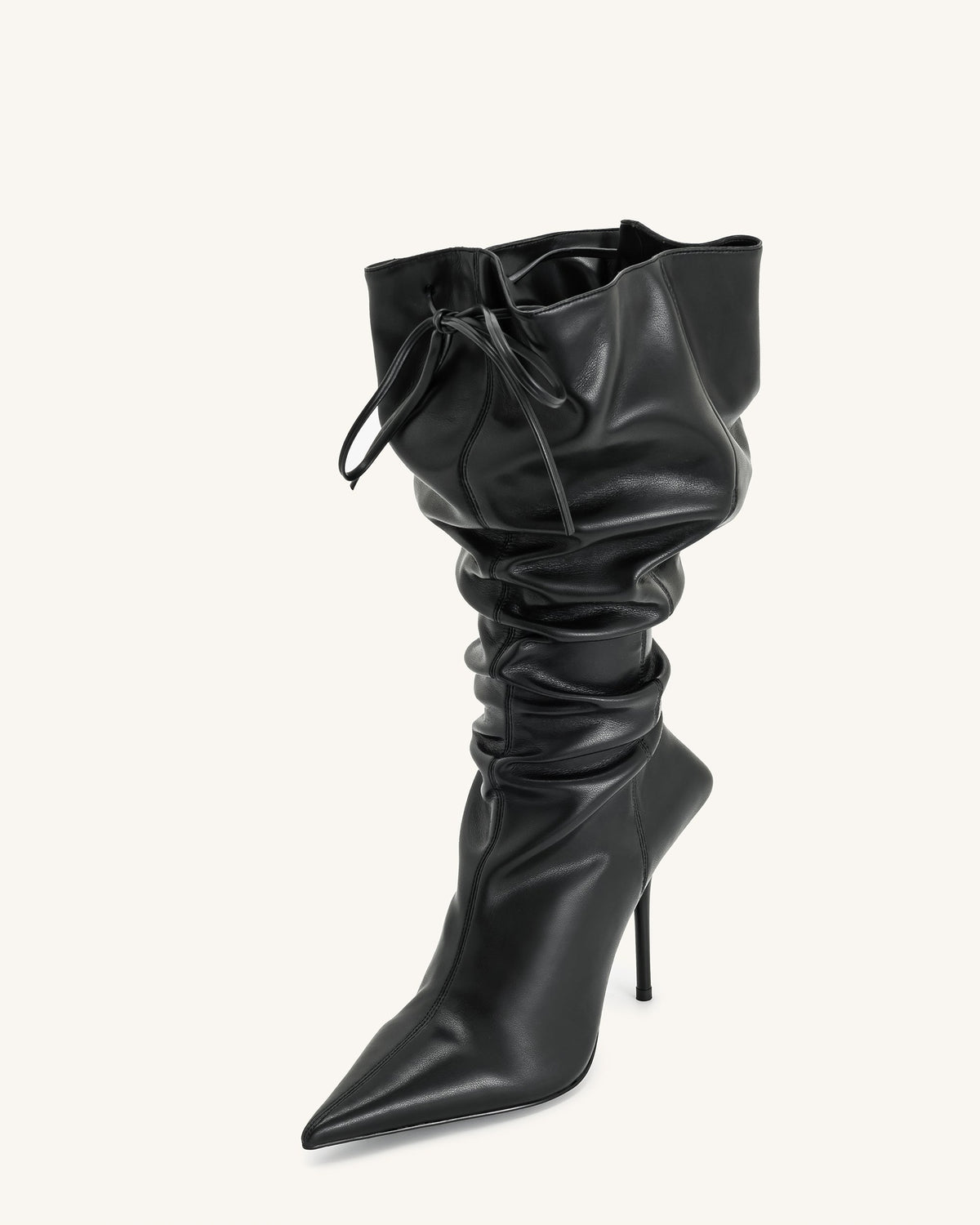 Olivia Leather High Heel Boots - Black | JW PEI