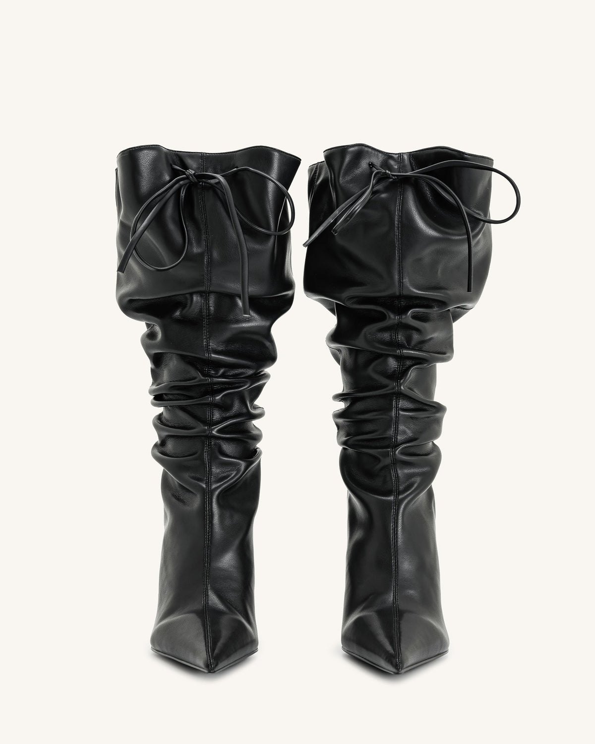 Olivia Leather High Heel Boots - Black | JW PEI