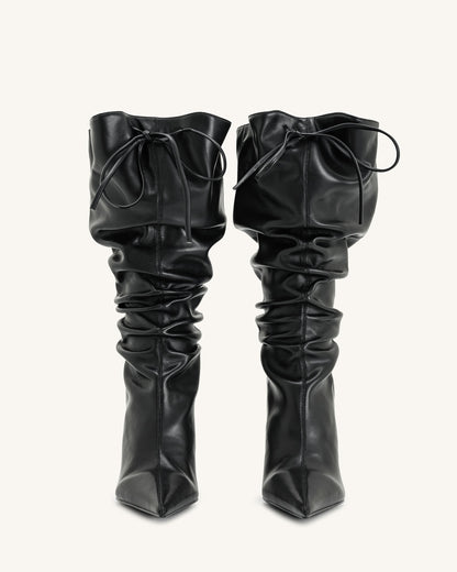 Olivia Leather High Heel Boots - Black | JW PEI