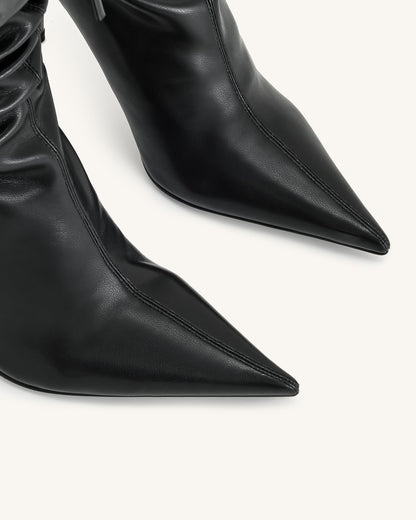 Olivia Leather High Heel Boots - Black | JW PEI
