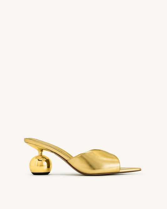 Ellie Sphere Heel Mules - Gold | JW PEI