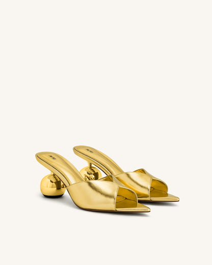 Ellie Sphere Heel Mules - Gold | JW PEI