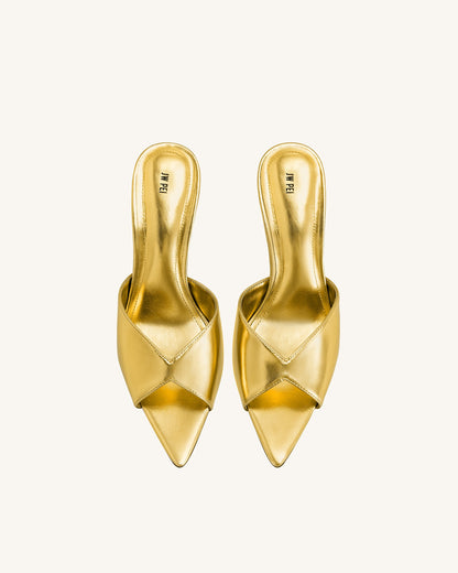 Ellie Sphere Heel Mules - Gold | JW PEI