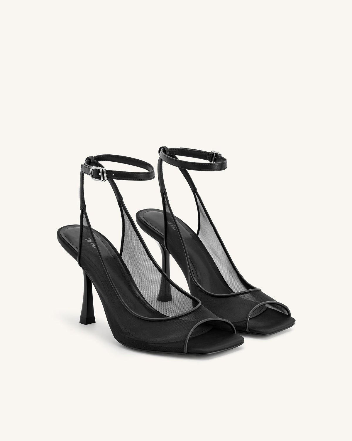 Serenity Open Toe Mesh Slingback Sandals - Black | JW PEI