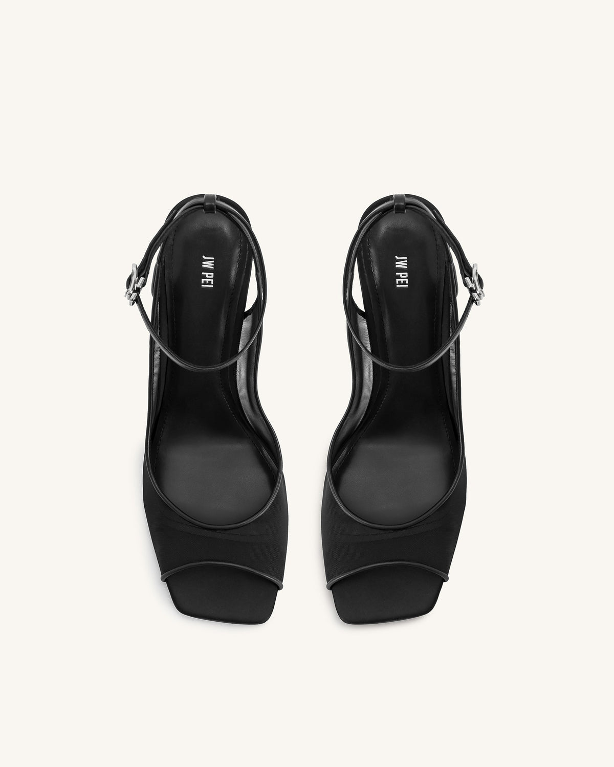 Serenity Open Toe Mesh Slingback Sandals - Black | JW PEI