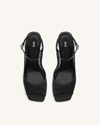 Serenity Open Toe Mesh Slingback Sandals - Black | JW PEI
