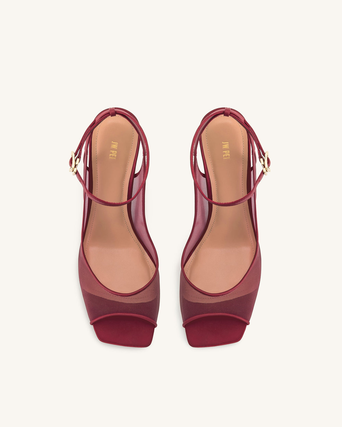 Serenity Open Toe Mesh Slingback Sandals - Burgundy | JW PEI