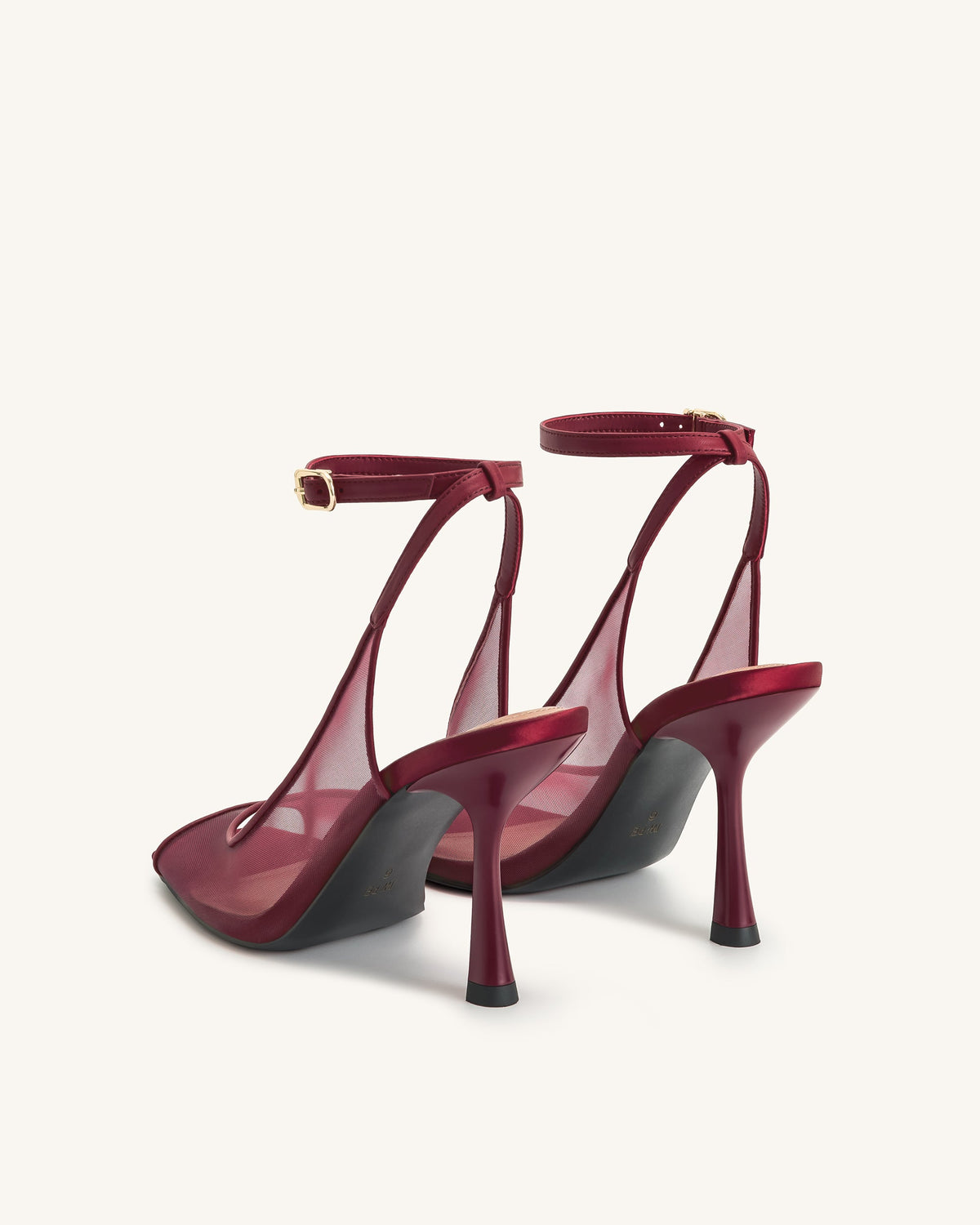 Serenity Open Toe Mesh Slingback Sandals - Burgundy | JW PEI