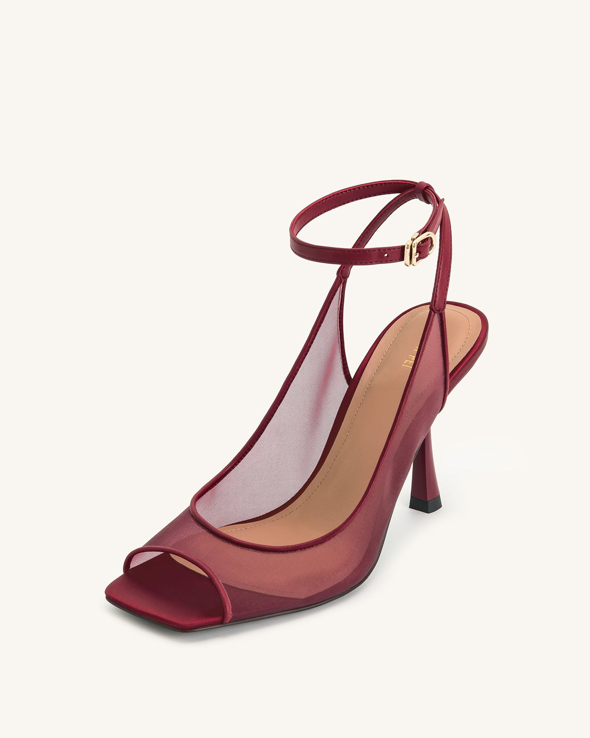 Serenity Open Toe Mesh Slingback Sandals - Burgundy | JW PEI