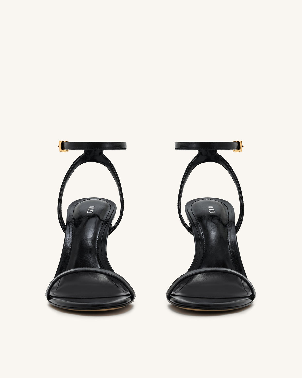 Alivia Gold Metal Heel Sandals - Black | JW PEI