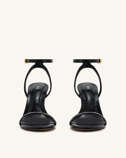 Alivia Gold Metal Heel Sandals - Black | JW PEI