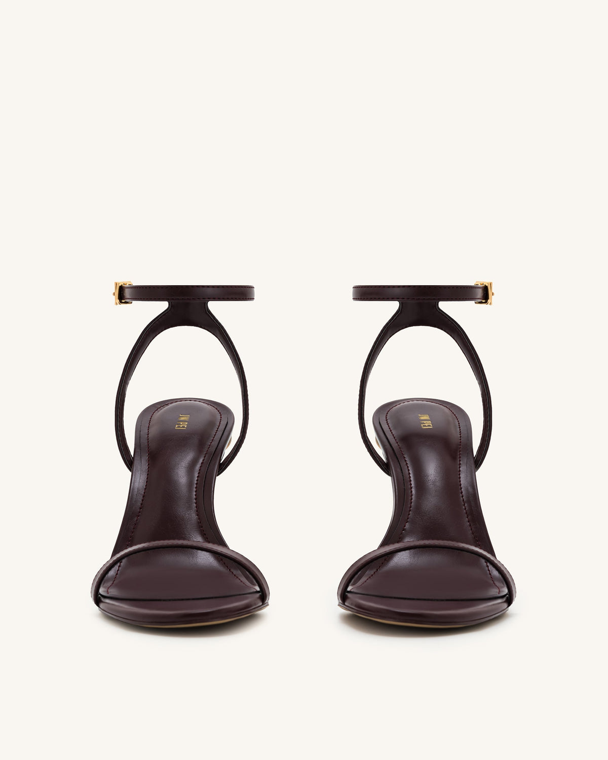 Alivia Gold Metal Heel Sandals - Claret Red | JW PEI