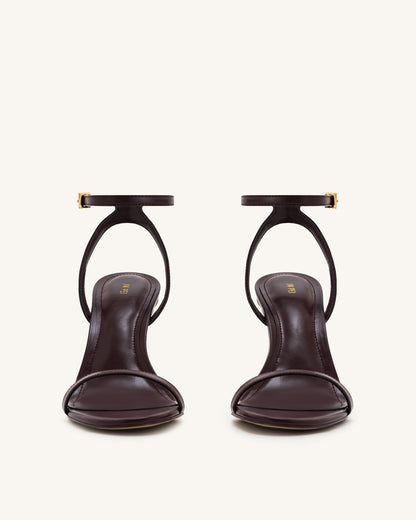 Alivia Gold Metal Heel Sandals - Claret Red | JW PEI