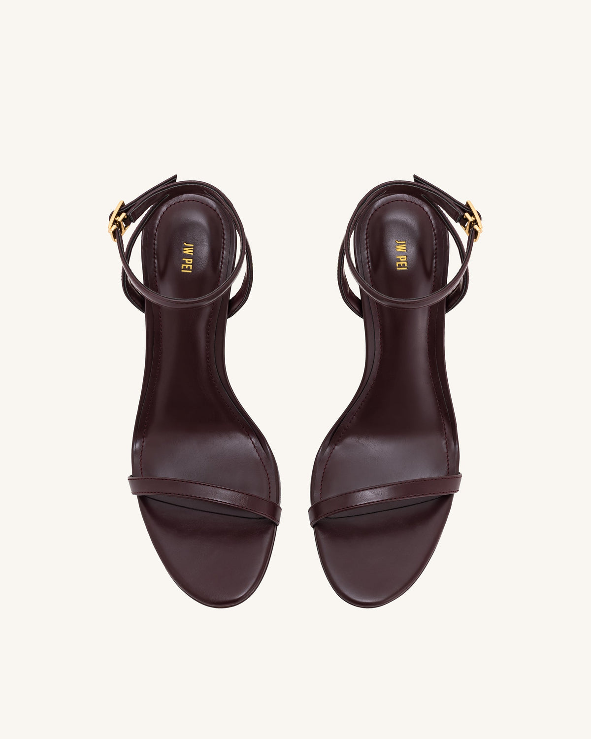 Alivia Gold Metal Heel Sandals - Claret Red | JW PEI