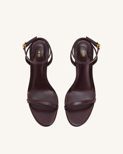 Alivia Gold Metal Heel Sandals - Claret Red | JW PEI