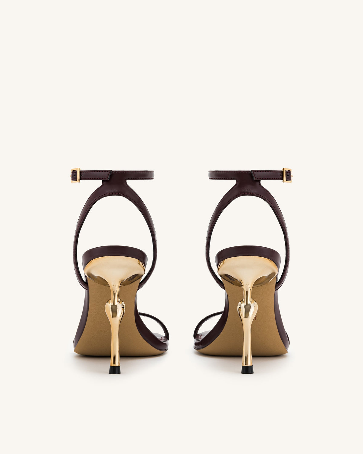Alivia Gold Metal Heel Sandals - Claret Red | JW PEI