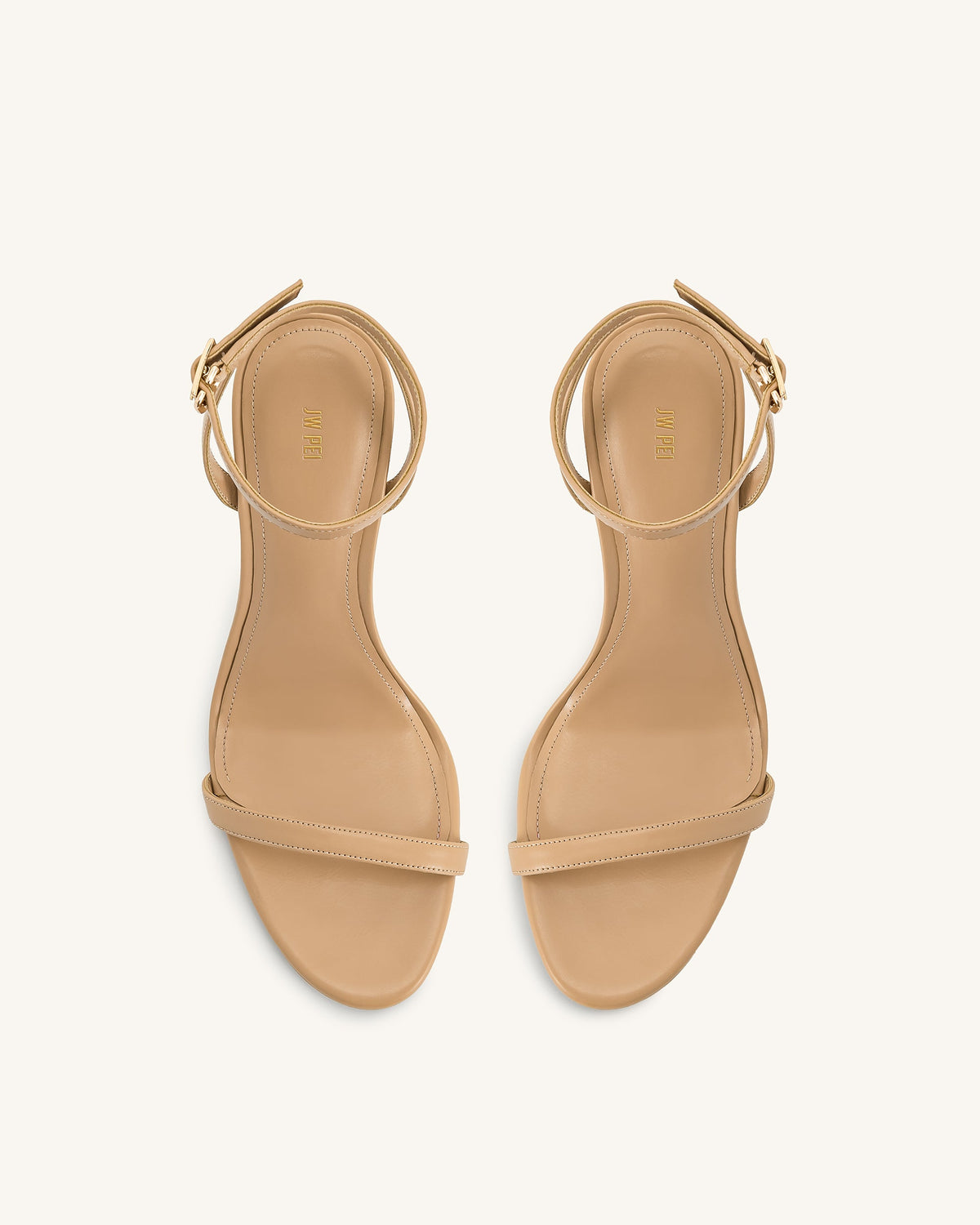Alivia Gold Metal Heel Sandals - Khaki | JW PEI