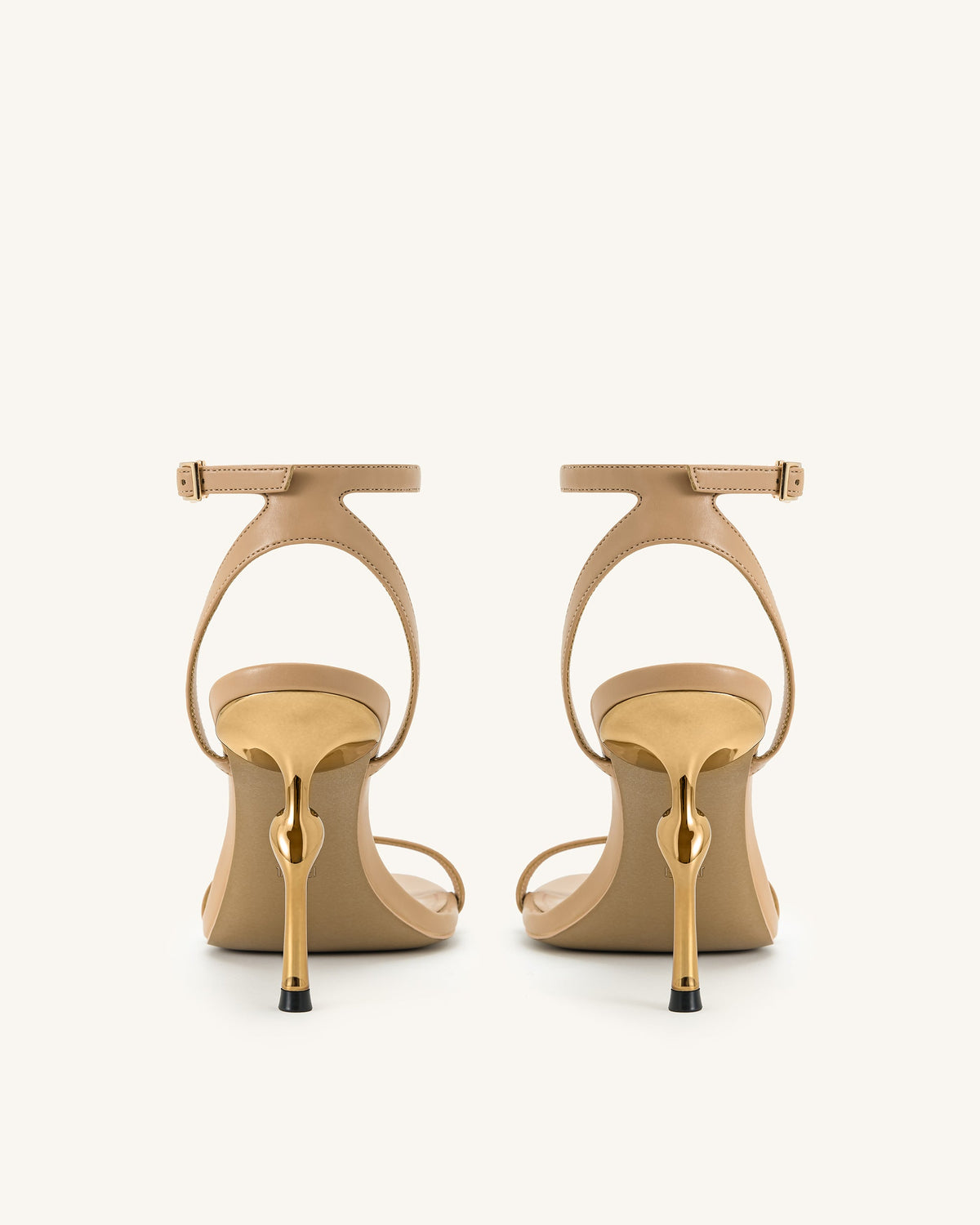Alivia Gold Metal Heel Sandals - Khaki | JW PEI