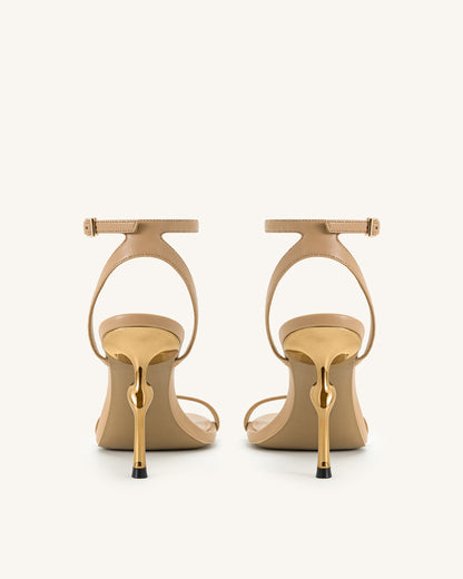 Alivia Gold Metal Heel Sandals - Khaki | JW PEI
