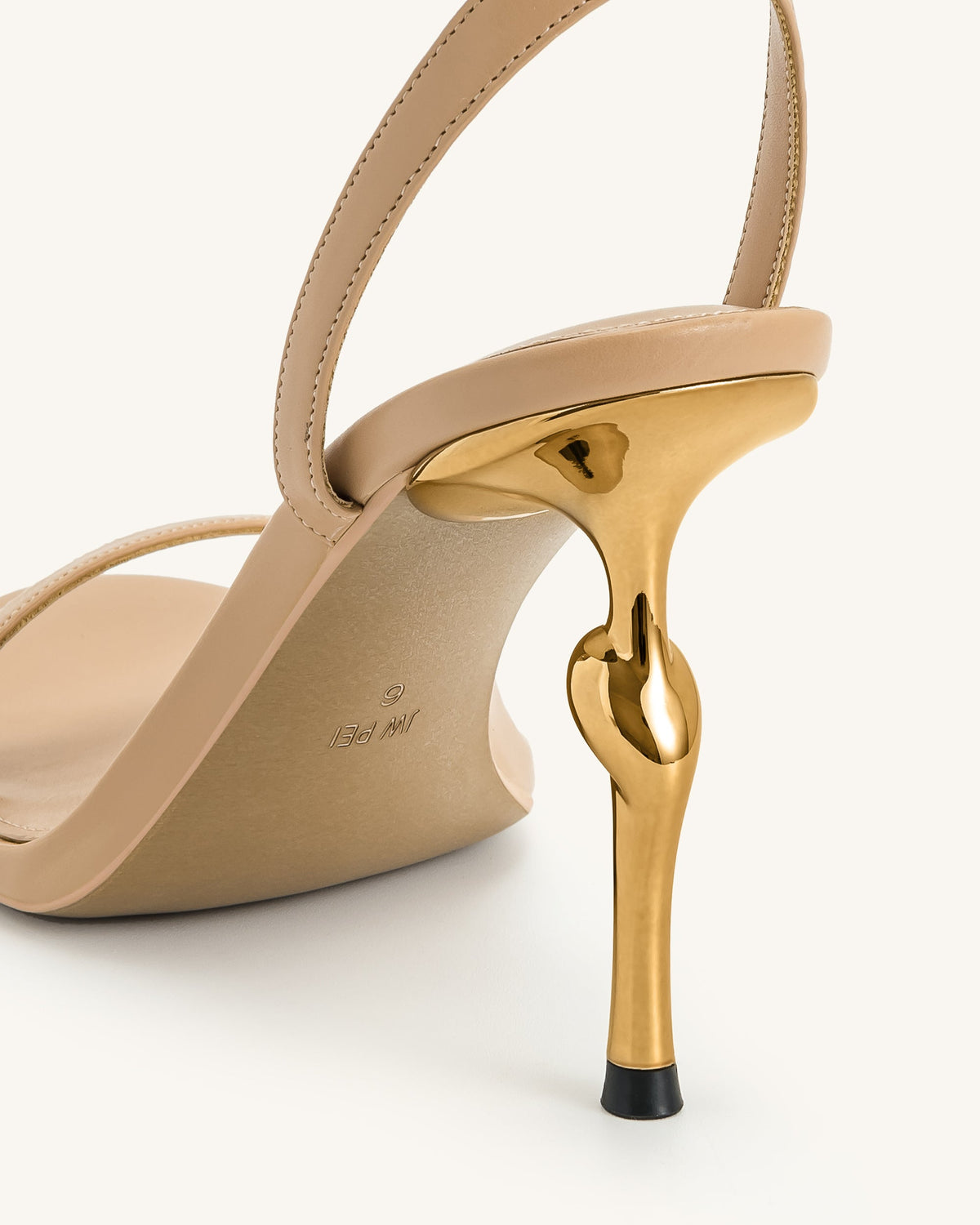 Alivia Gold Metal Heel Sandals - Khaki | JW PEI
