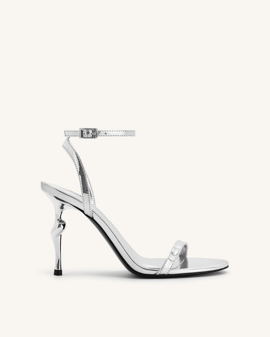 Alivia Gold Metal Heel Sandals - Silver | JW PEI