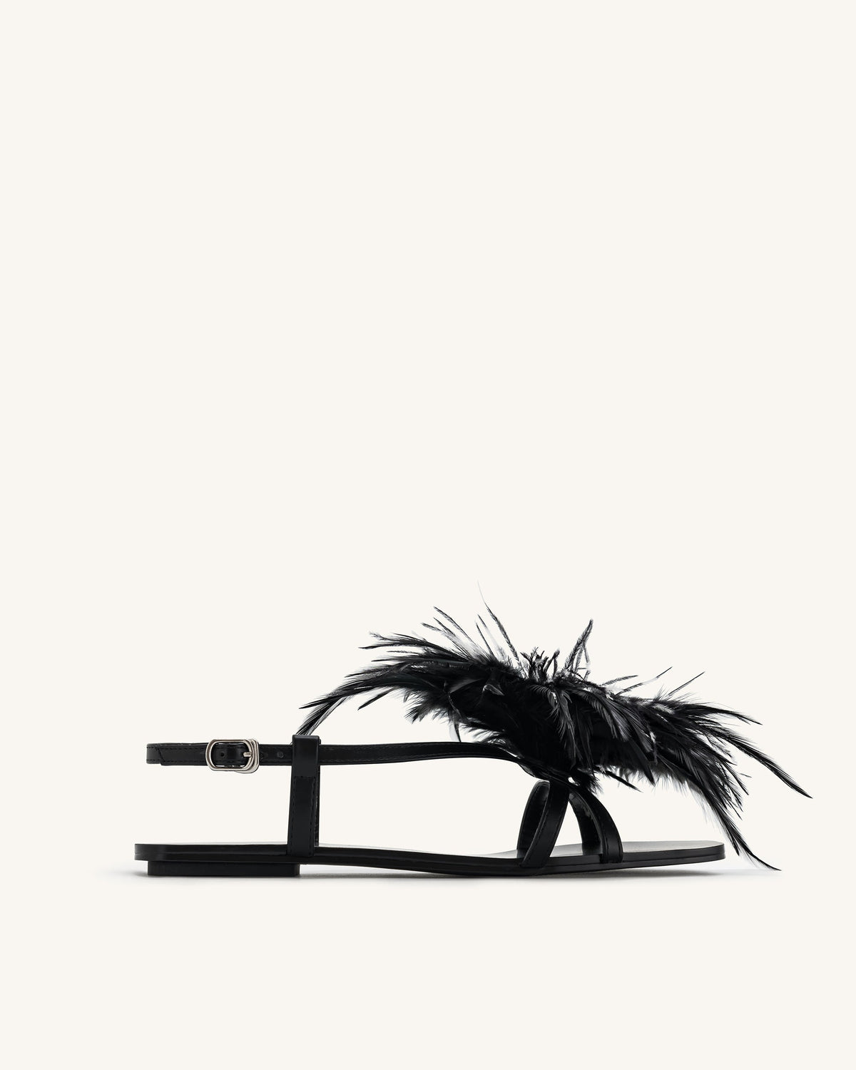 Fluffy Flats Sandals - Black | JW PEI