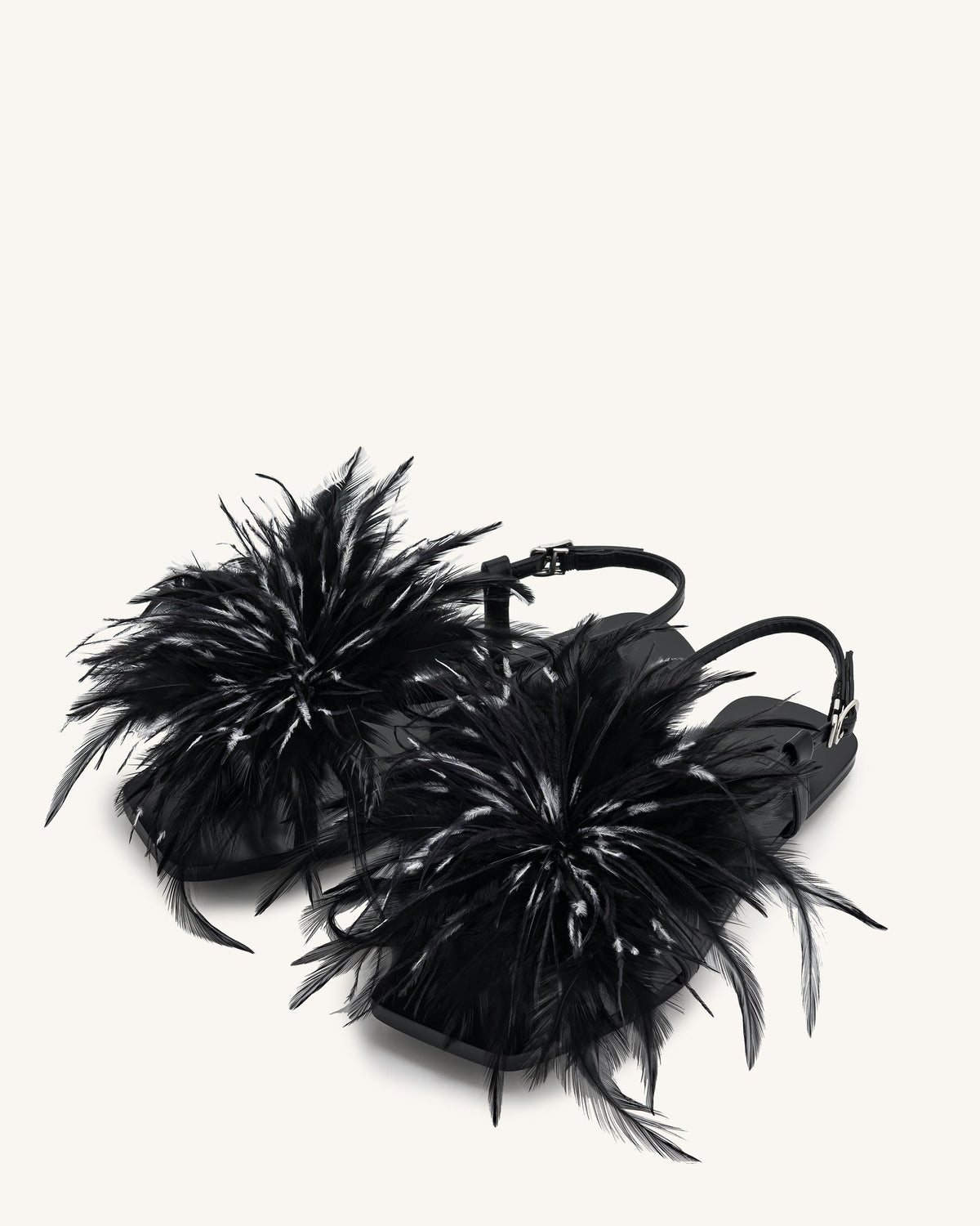 Fluffy Flats Sandals - Black | JW PEI