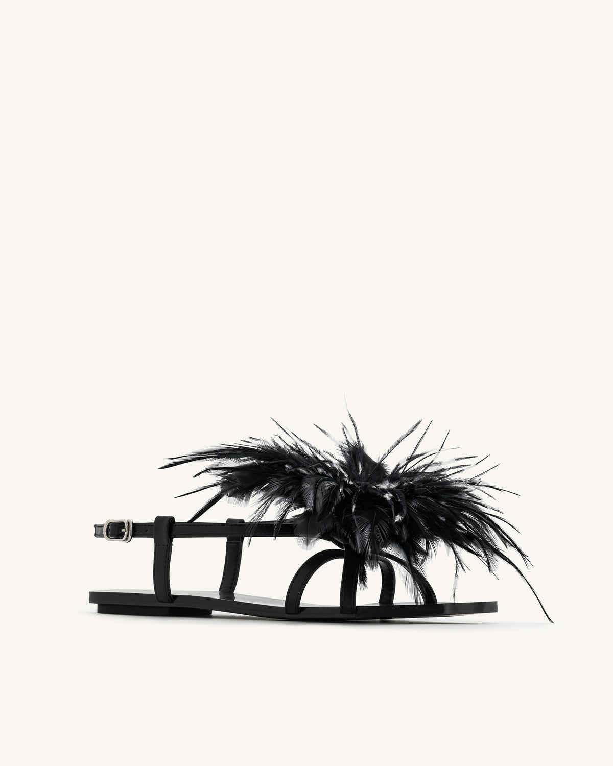Fluffy Flats Sandals - Black | JW PEI