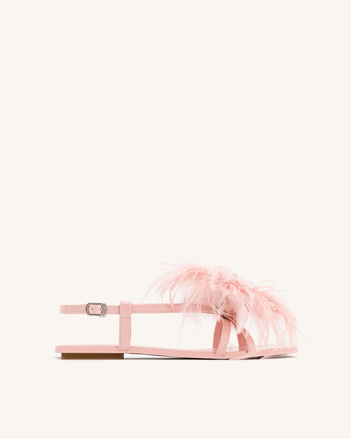 Fluffy Flats Sandals - Pink Beige | JW PEI
