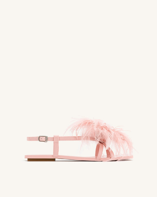 Fluffy Flats Sandals - Pink Beige | JW PEI