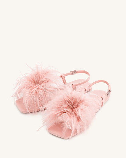 Fluffy Flats Sandals - Pink Beige | JW PEI