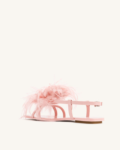 Fluffy Flats Sandals - Pink Beige | JW PEI