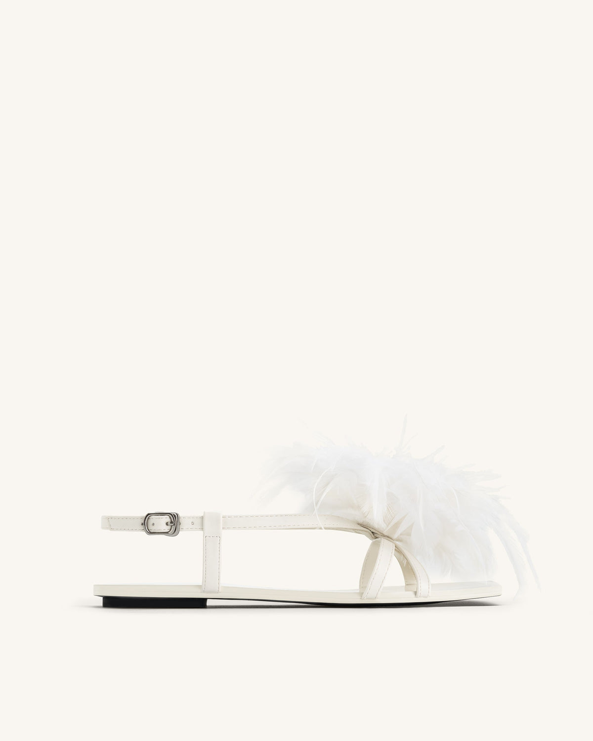 Fluffy Flats Sandals - White | JW PEI